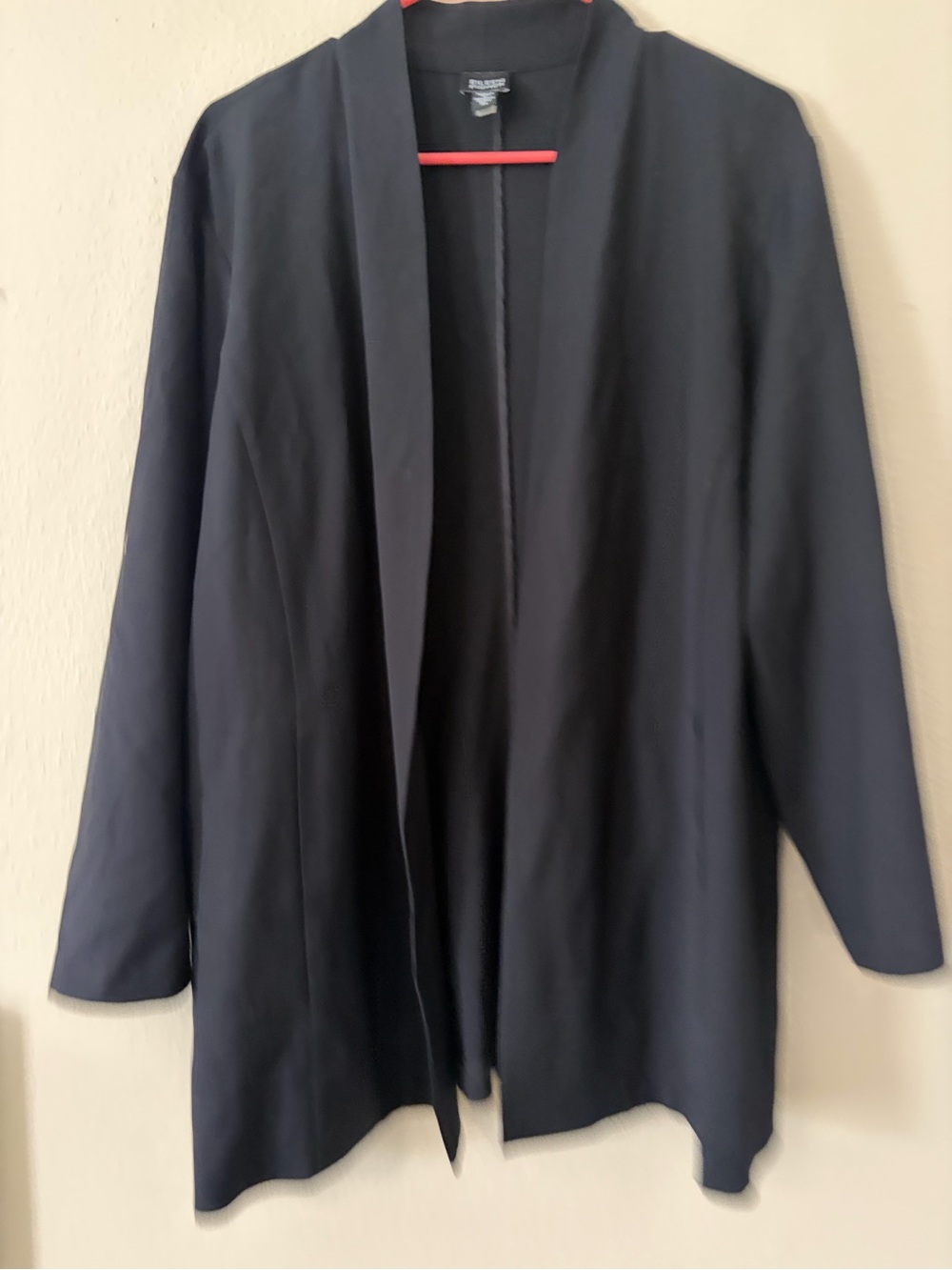 Eileen Fisher Black Open-Front Longline Blazer